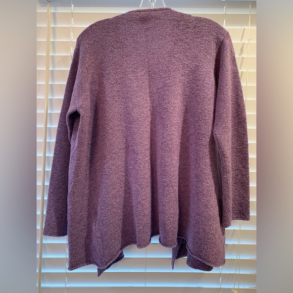 Eileen Fisher Cardigan Sz S Open Front Sweater Purple Wool Blend Italian Yarn - Picture 2 of 4